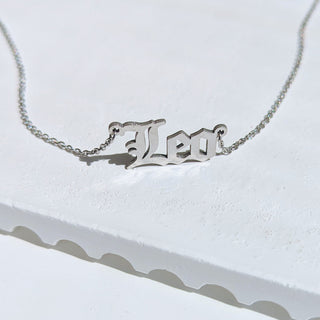 Silver Zodiac Script Necklace