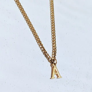 Men's Gold Capital Initial Curb Necklace