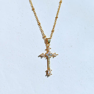 Detailed Crystal Cross Necklace