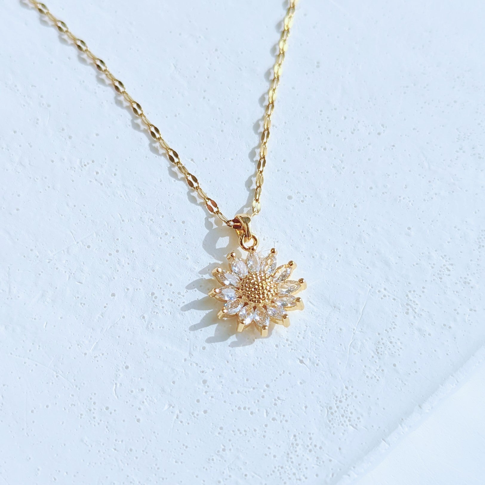 Lab-Created White Sapphire Sunflower Pendant in Sterling Silver with 14K  Rose Gold Plate | Zales