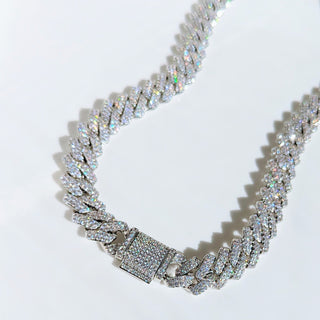Kids Silver Iced Raised Cuban Link Necklace