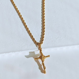 Kids' Rose Wrapped Cross Necklace