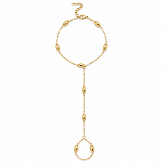 Nia Gold Beaded Oval Station Hand Chain
