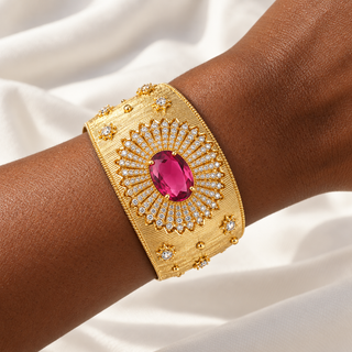 Genevieve Ruby Sunburst Cuff Bracelet
