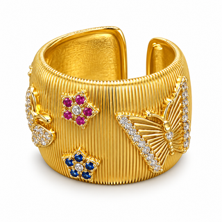 Gold Celestial Butterfly Open Ring