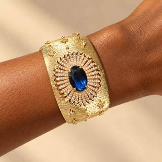 Genevieve Sapphire Sunburst Cuff Bracelet