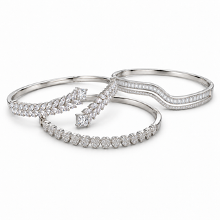 Imani Silver Crystal Bracelet Trio Set