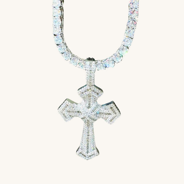 Silver Tennis Chain Enchanted Cross Necklace | Gogo Lush