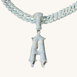 Men's Silver Initial Cuban Link Necklace
