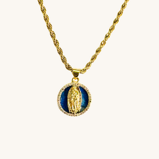 Blue Virgin Mary Necklace