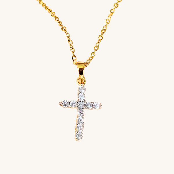 Medium Crystal Cross Necklace | Gogo Lush