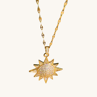 Crystal Paved Sun Necklace