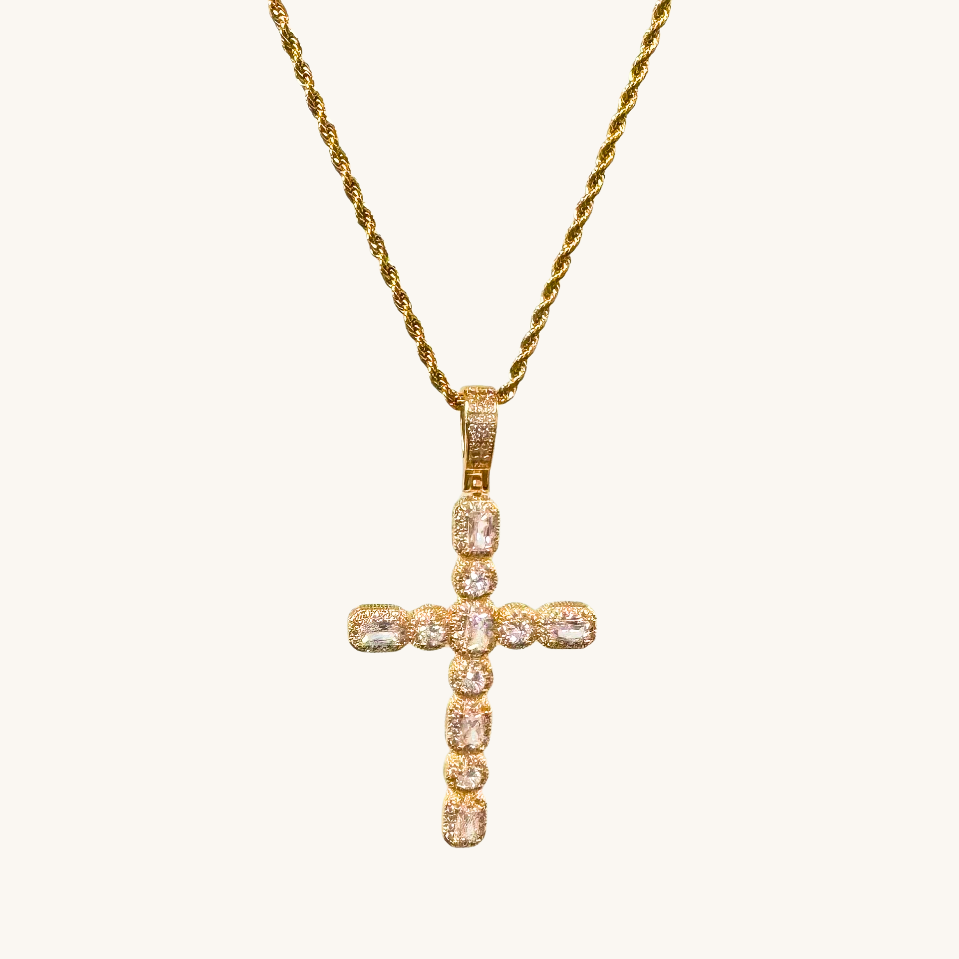 Vintage Gold Crystal Cross Necklace | Gogo Lush Vintage Gold Crystal Cross Necklace | Gogo Lush