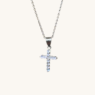 Silver Diamond Cross Necklace
