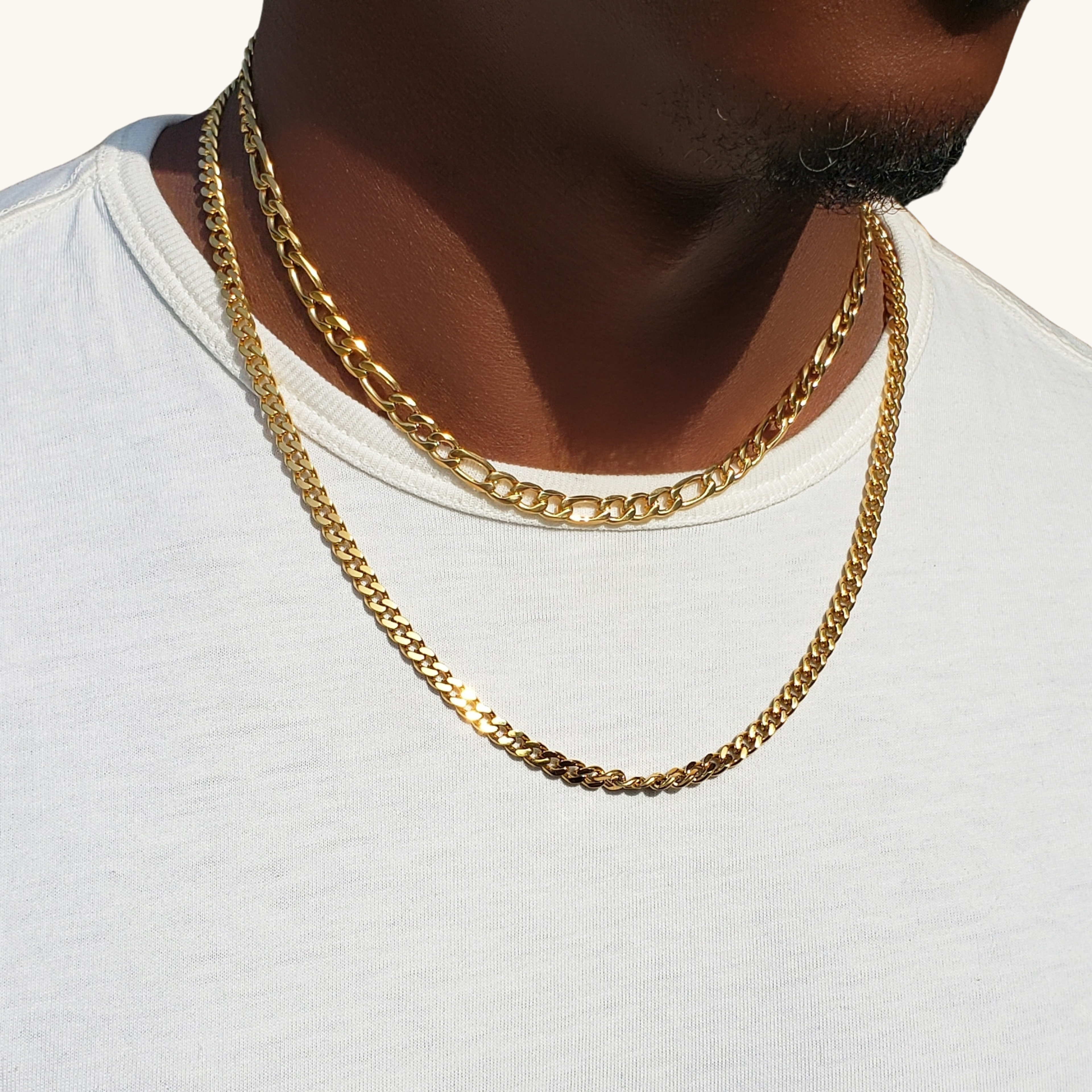 Men's Figaro Cuban Necklace Set - Main Image