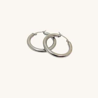 Silver Medium Thick Hoops