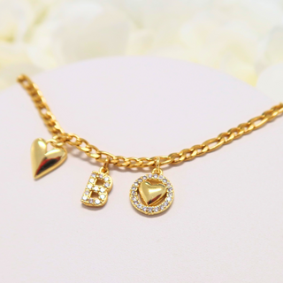 Initial Heart Figaro Anklet