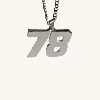 Game-Time Silver Personalized Number Necklace