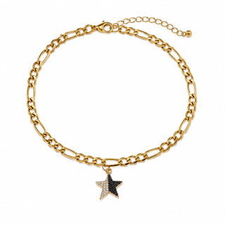 Gold Star Figaro Chain Anklet
