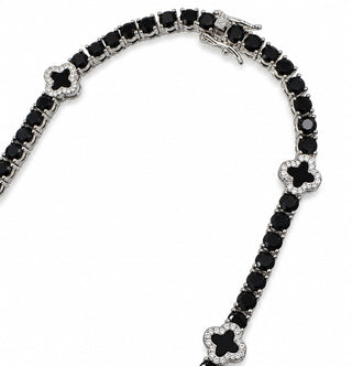 Vivienne Onyx Clover Tennis Necklace