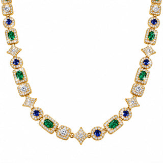 Seraphina Multi-Gemstone Halo Tennis Necklace