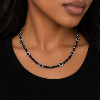 Vivienne Onyx Clover Tennis Necklace