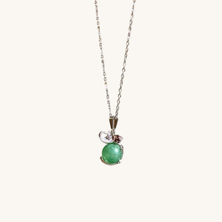 Silver Elephant Green Jade Crystal Ball Necklace