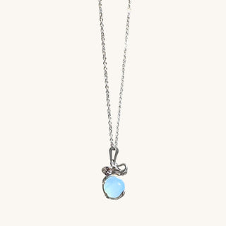 Silver Elephant Opal Crystal Ball Necklace