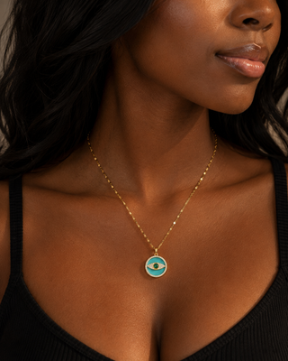 Genuine Turquoise Coin Necklace