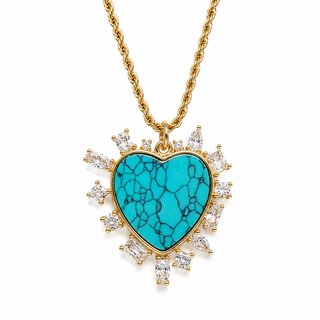 Genuine Turquoise Statement Heart Necklace