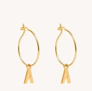 Gold Initial Small Hoops