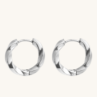 Silver Twisted Small Hoops