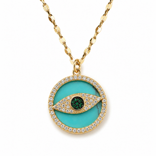 Genuine Turquoise Coin Necklace