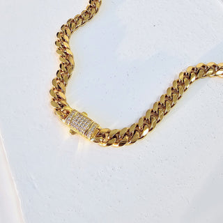 Diamond Clasp Cuban Link Necklace