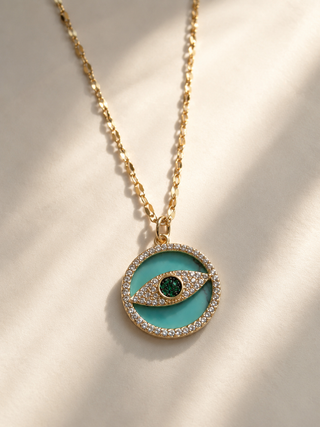Genuine Turquoise Coin Necklace