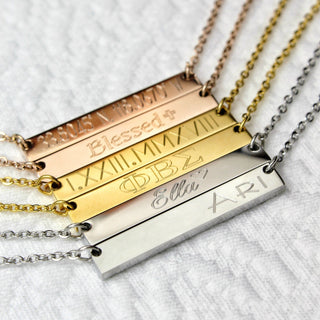 This horizontal personalized bar necklace is the perfect sentimental gift for yourself or your loved ones