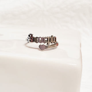 Silver Heart Zodiac Ring