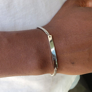 Men's Silver Personalized Bar Bracelet