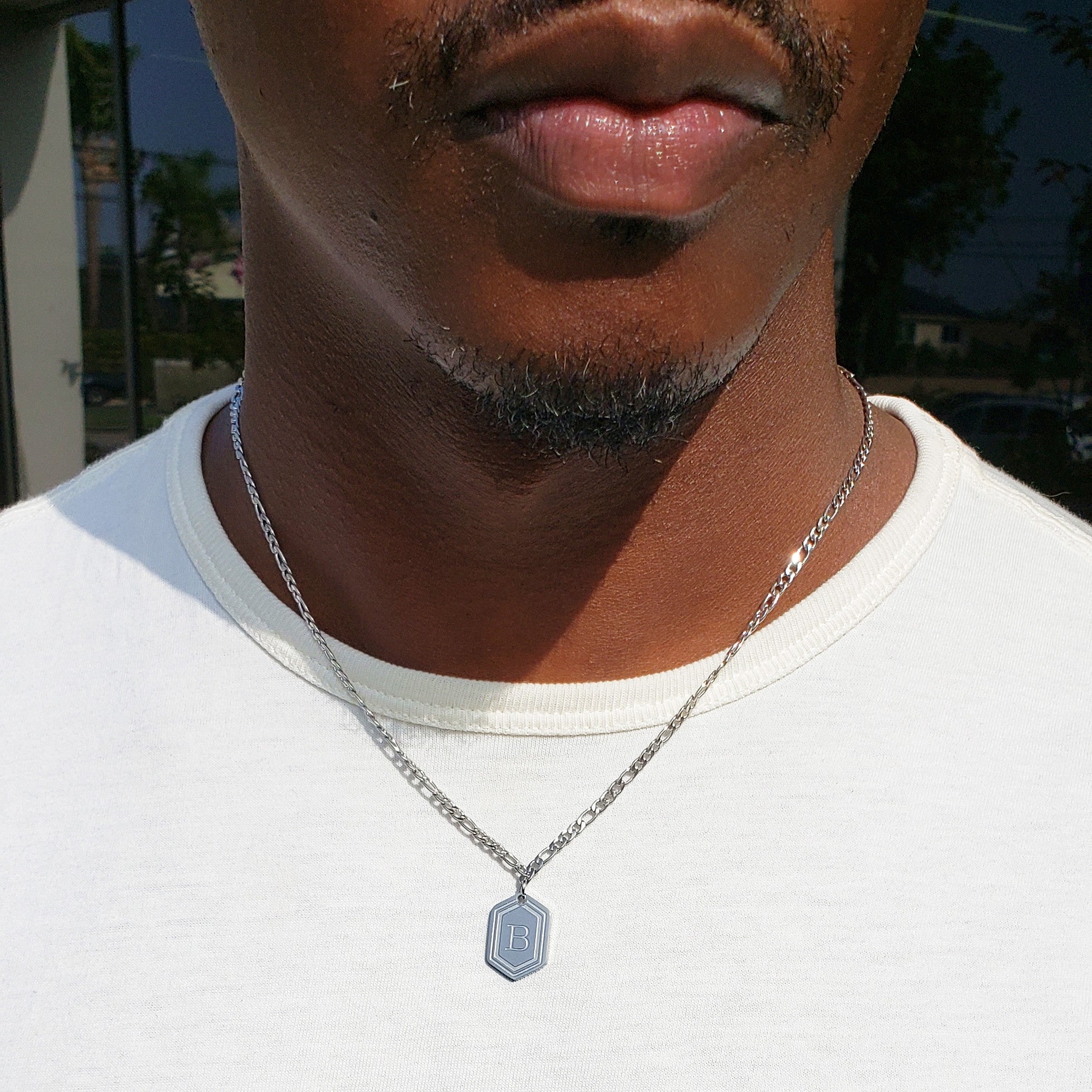 Men's Silver Initial Necklace