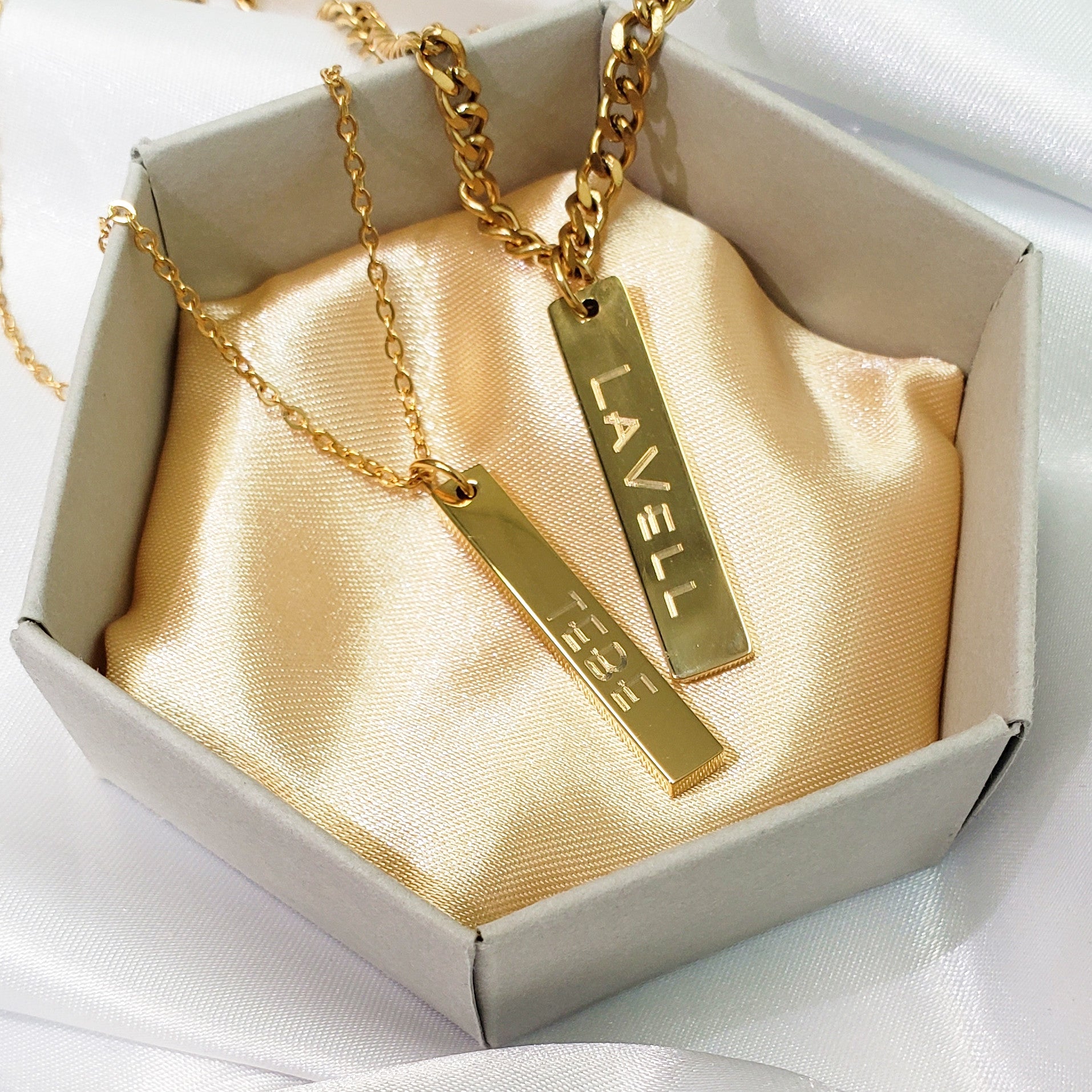 ASOS DESIGN necklace with engraved bar pendant in silver tone | ASOS