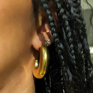 Gold Bold C-Shaped Hoop Earrings