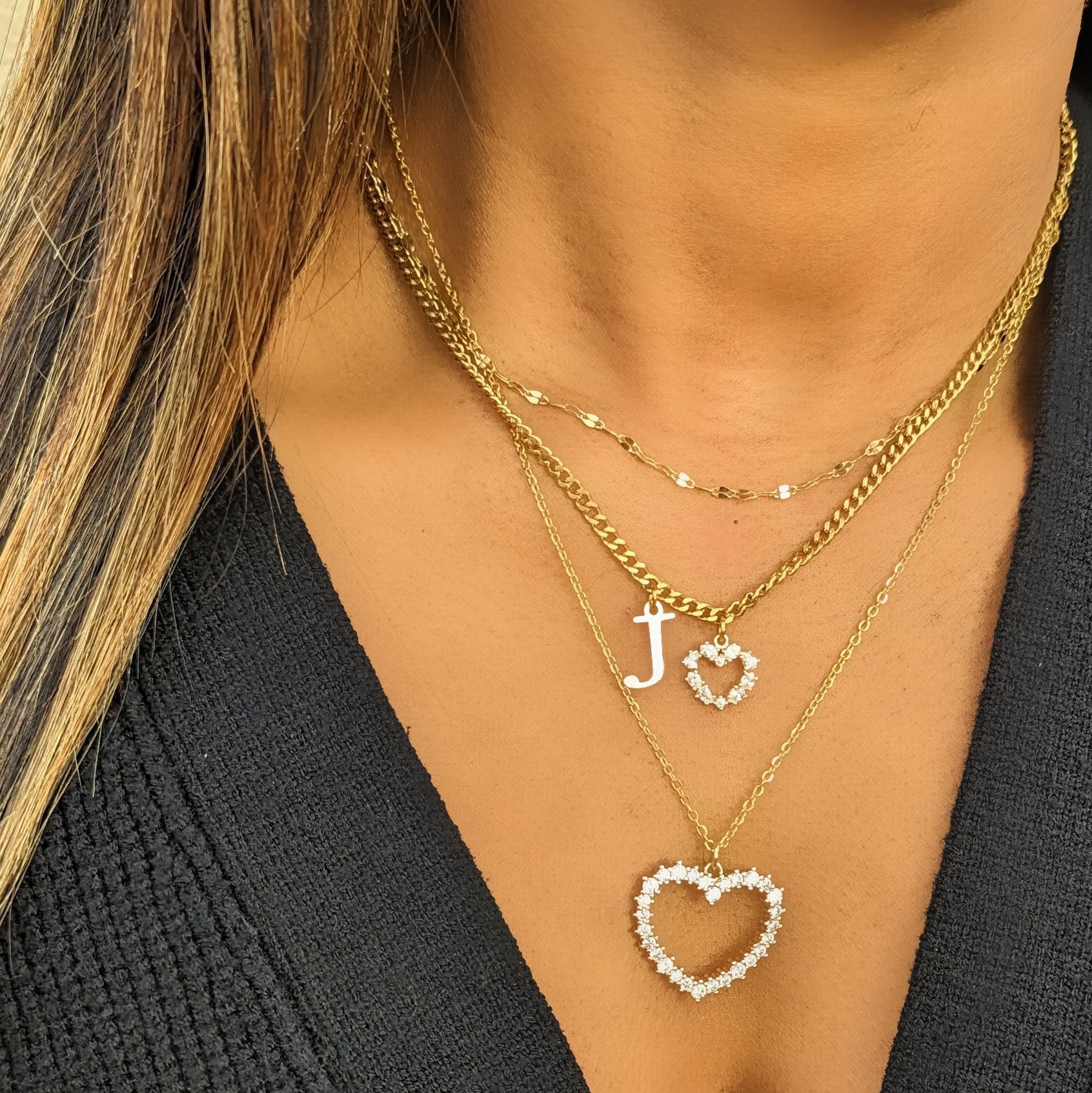 Diamond heart initial necklace Clearance