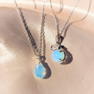 Silver Opal Drop & Elephant Necklace Sets