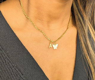 Figaro Diamond Initial & Butterfly Necklace