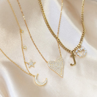 Star & Diamond Moon Necklace