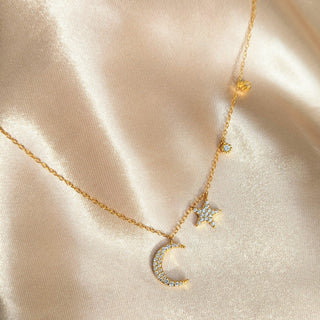 Star & Diamond Moon Necklace
