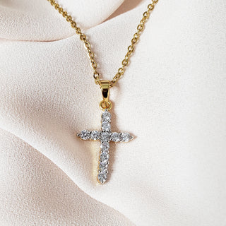 Medium Crystal Cross Necklace