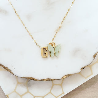 initial necklace. butterfly necklace. gold initial necklace. necklace. gold necklace. necklace. gift for mom. gift for her. gift for girlfriend. graduation, Christmas, birthday, anniversary gift.  