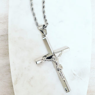 Men's Silver Crucifix Necklace