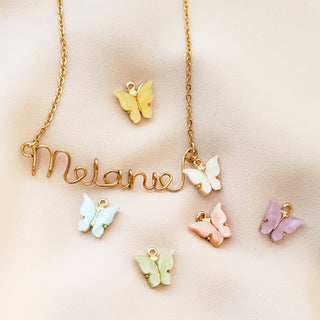 Kids' Handmade Script Butterfly Necklace